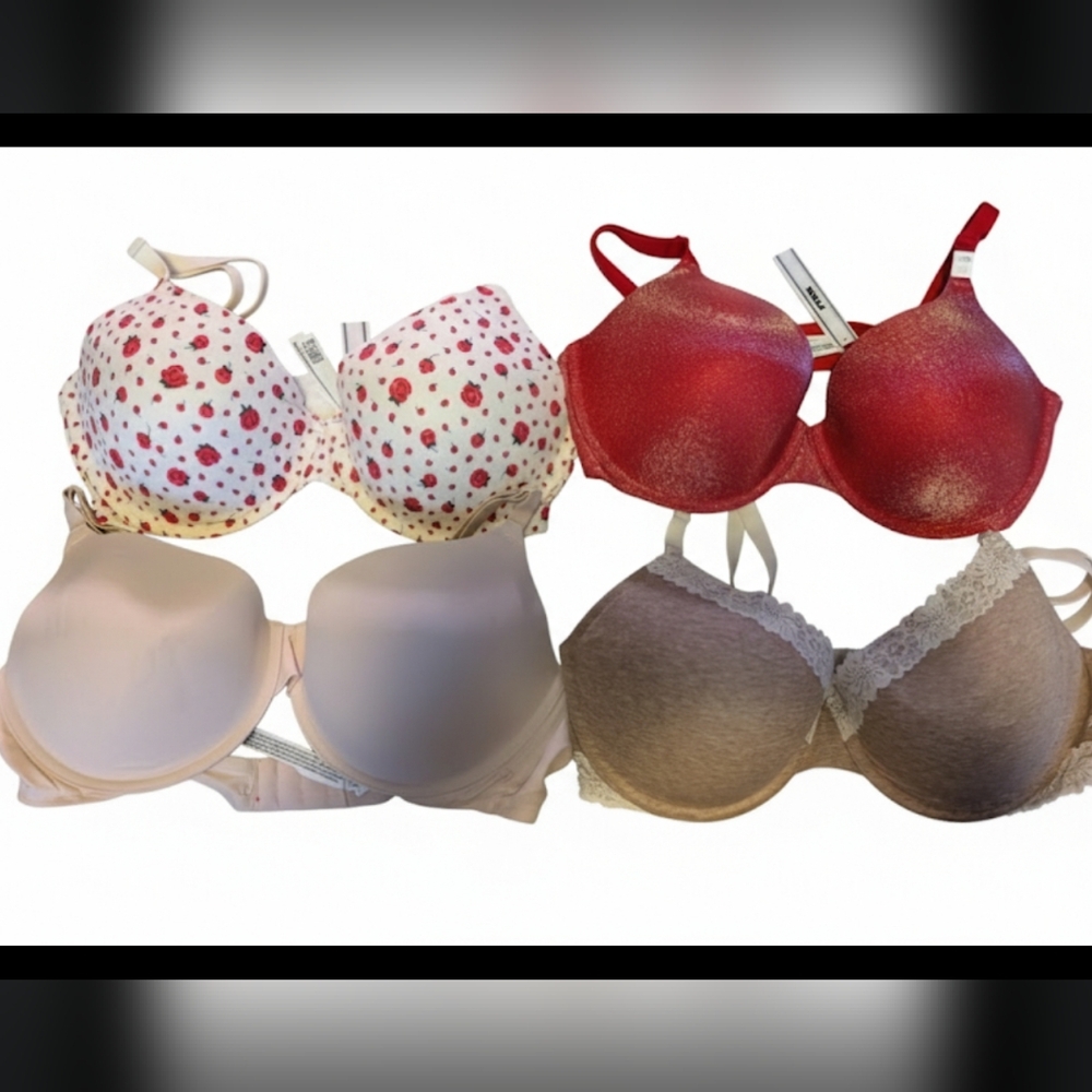Victoria's Secret Red, Pink, and Cream Bras